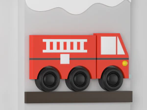 wood kids wall decor transportation 3D Model