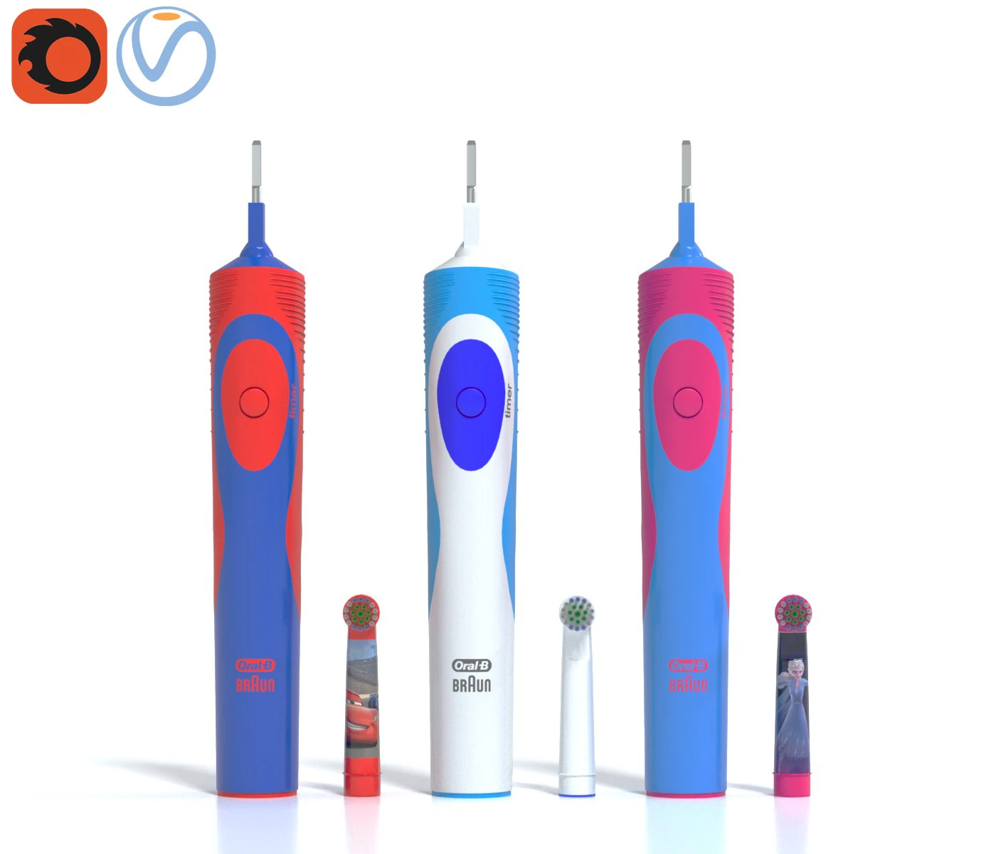 oral-b vitality electric toothbrushes 3D Model .c4d .max .obj .3ds .fbx .stl .blend 