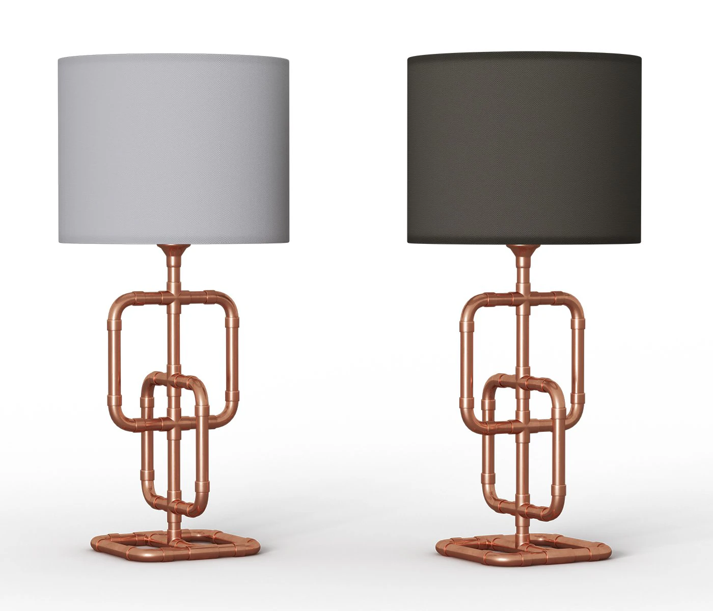 copper pipe table lamp 3D Model .c4d .max .obj .3ds .fbx .stl .blend