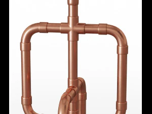 copper pipe table lamp 3D Model