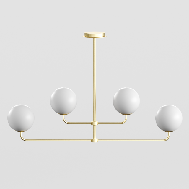 modern brass and opal glass chandelier laredoute moricio 3D Модель .c4d .max .obj .3ds .fbx .stl .blend 