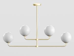 modern brass and opal glass chandelier laredoute moricio 3D Model