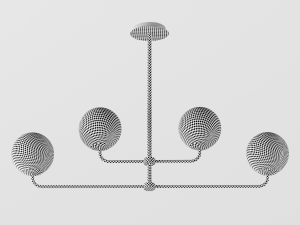 modern brass and opal glass chandelier laredoute moricio 3D Модель