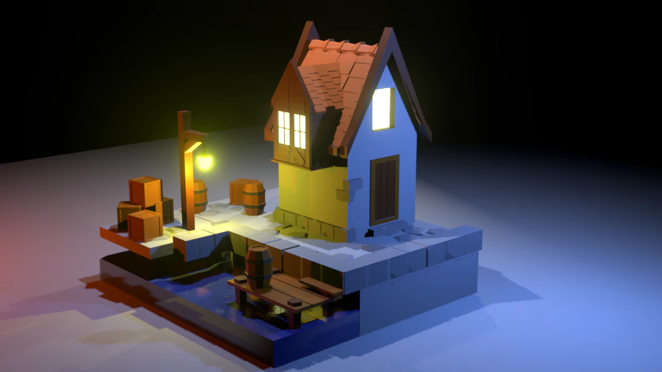 low poly house 3D Model .c4d .max .obj .3ds .fbx .stl .blend 