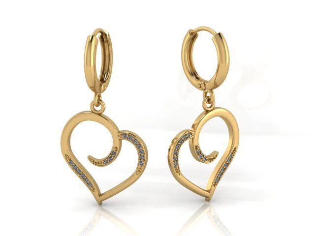 heart shaped earrings 3D Print Model .c4d .max .obj .3ds .fbx .stl .blend 