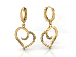 herzf&ouml;rmige Ohrringe 3D Druckmodell