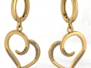 heart shaped earrings Modèles 3D en vedette