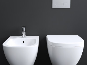 Happy D2 Toilet wall mounted Duravit Rimless Modello 3D