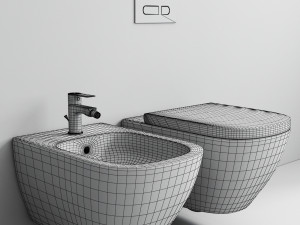 Happy D2 Toilet wall mounted Duravit Rimless Modello 3D
