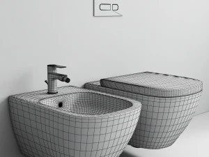 Happy D2 Toilet wall mounted Duravit Rimless 3D Model