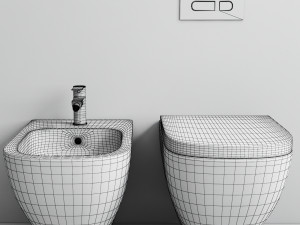 Happy D2 Toilet wall mounted Duravit Rimless Modello 3D