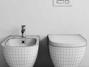 Happy D2 Toilet wall mounted Duravit Rimless 3D Model