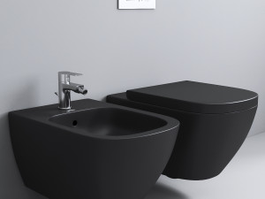 Happy D2 Toilet wall mounted Duravit Rimless Modello 3D