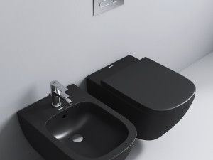 Happy D2 Toilet wall mounted Duravit Rimless Modello 3D