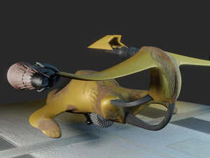 game-ready rusty spaceship 3D Model
