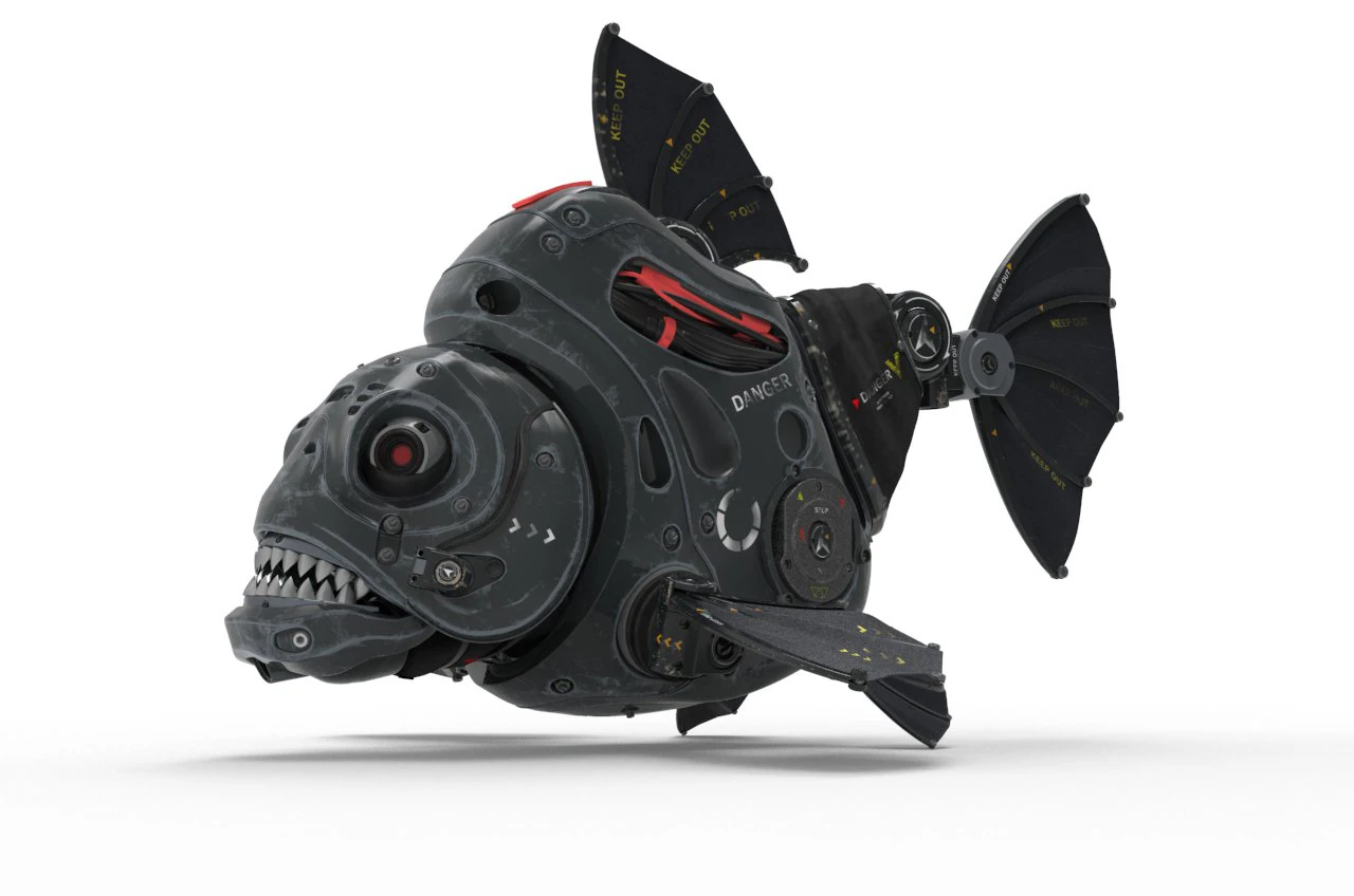 Piranha robot 3D Model .c4d .max .obj .3ds .fbx .stl .blend 