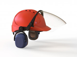 Safety helmet with protective shield 3D मॉडल
