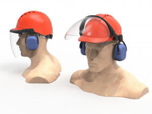 Safety helmet with protective shield 3D मॉडल
