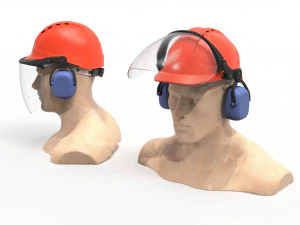 Safety helmet with protective shield 3D Model