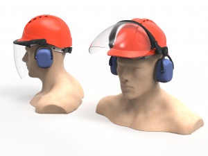 Safety helmet with protective shield 3D मॉडल