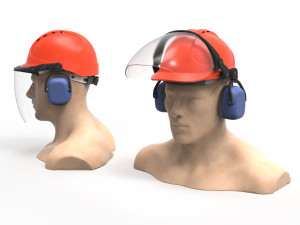 Safety helmet with protective shield 3D मॉडल