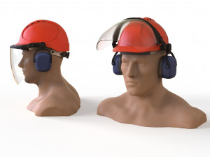 Safety helmet with protective shield 3D मॉडल