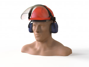 Safety helmet with protective shield 3D मॉडल