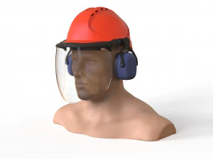 Safety helmet with protective shield 3D Model