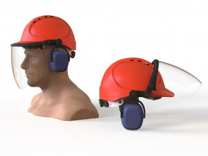 Safety helmet with protective shield 3D मॉडल