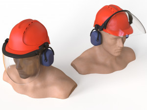 Safety helmet with protective shield 3D मॉडल