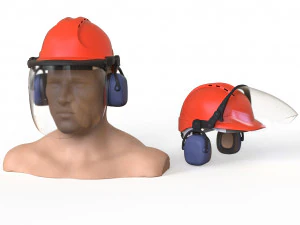 Safety helmet with protective shield 3D Model