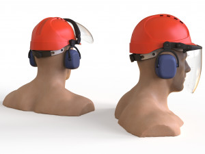 Safety helmet with protective shield 3D मॉडल