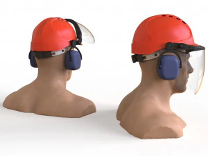 Safety helmet with protective shield 3D Model