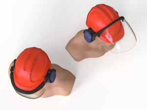 Safety helmet with protective shield 3D मॉडल