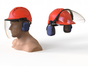 Safety helmet with protective shield 3D मॉडल