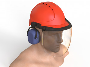 Safety helmet with protective shield 3D मॉडल