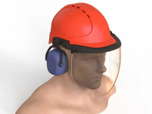 Safety helmet with protective shield 3D Model