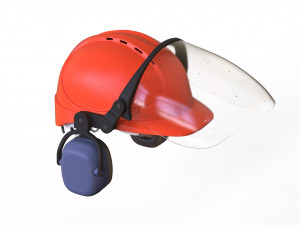 Safety helmet with protective shield 3D मॉडल