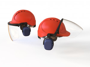 Safety helmet with protective shield 3D मॉडल