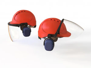 Safety helmet with protective shield 3D Model