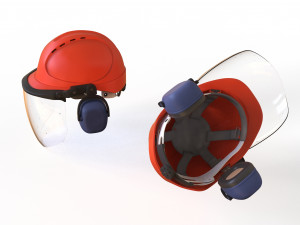 Safety helmet with protective shield 3D मॉडल