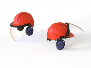 Safety helmet with protective shield 3D मॉडल