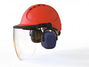 Safety helmet with protective shield 3D Model