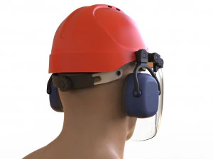 Safety helmet with protective shield 3D Model