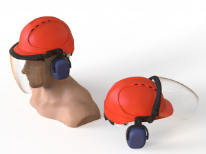 Safety helmet with protective shield 3D मॉडल