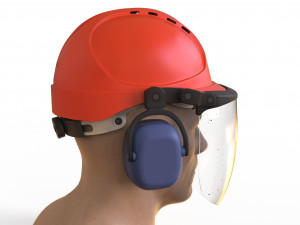 Safety helmet with protective shield 3D मॉडल