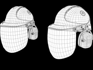 Safety helmet with protective shield 3D मॉडल