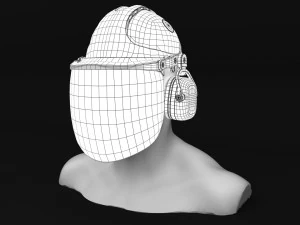 Safety helmet with protective shield 3D Model