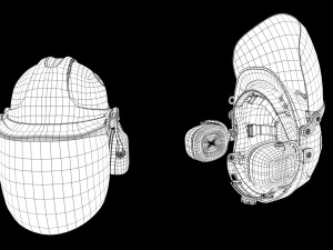 Safety helmet with protective shield 3D मॉडल