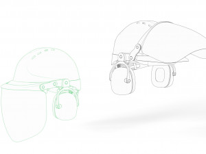 Safety helmet with protective shield 3D मॉडल